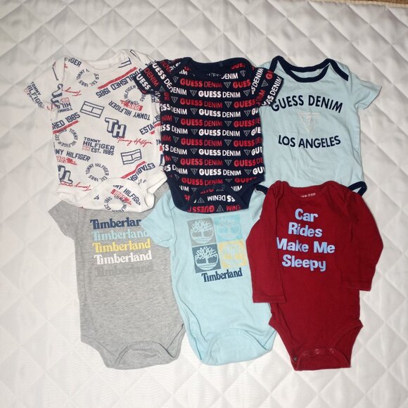 6 Piece Bundle Baby 12 Months One Piece Tops - GUESS, Timberland, Tommy Hilfiger - Picture 14 of 15
